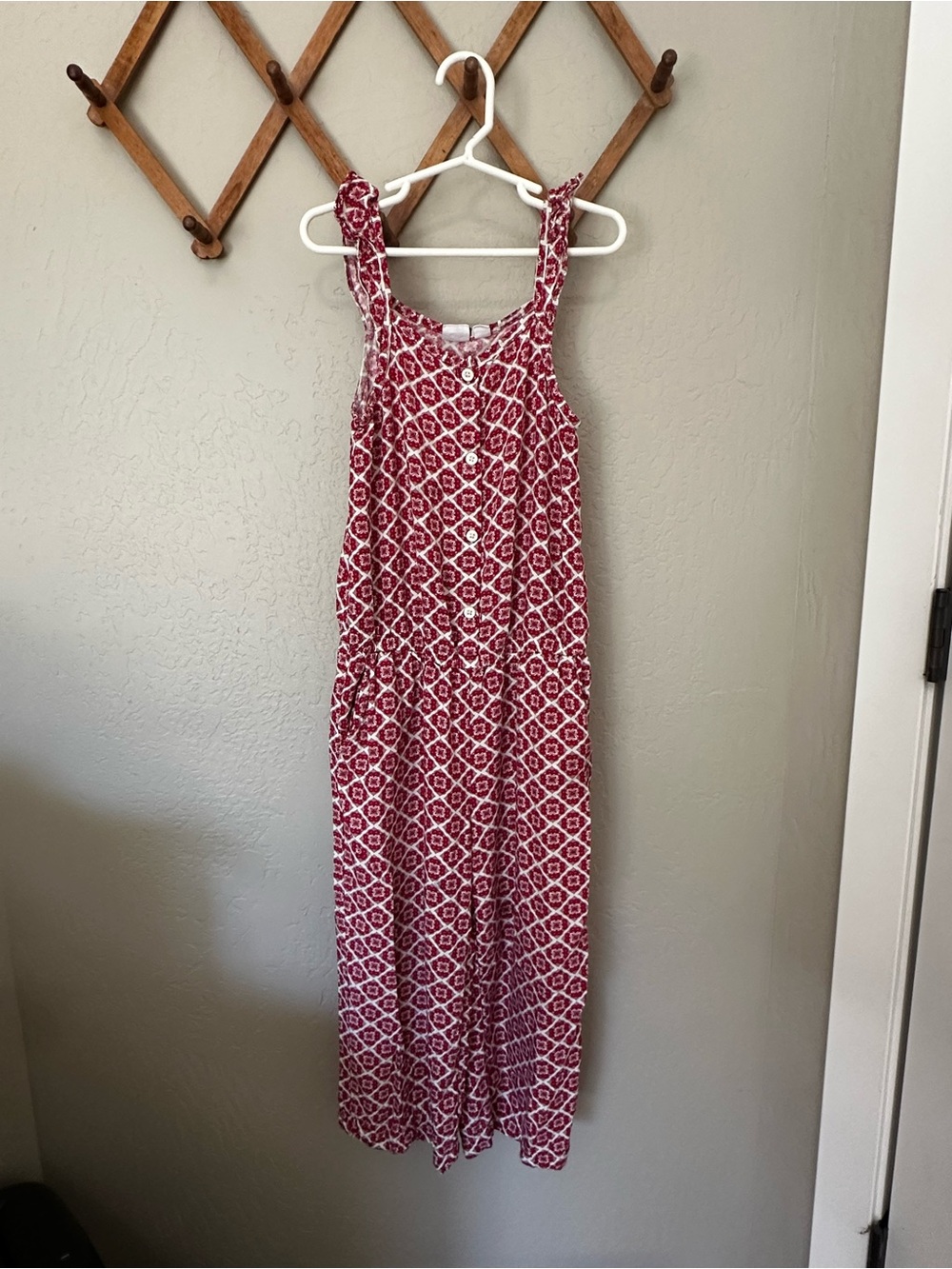 GAP Girls Red and White Patterned Jumpsuit Romper